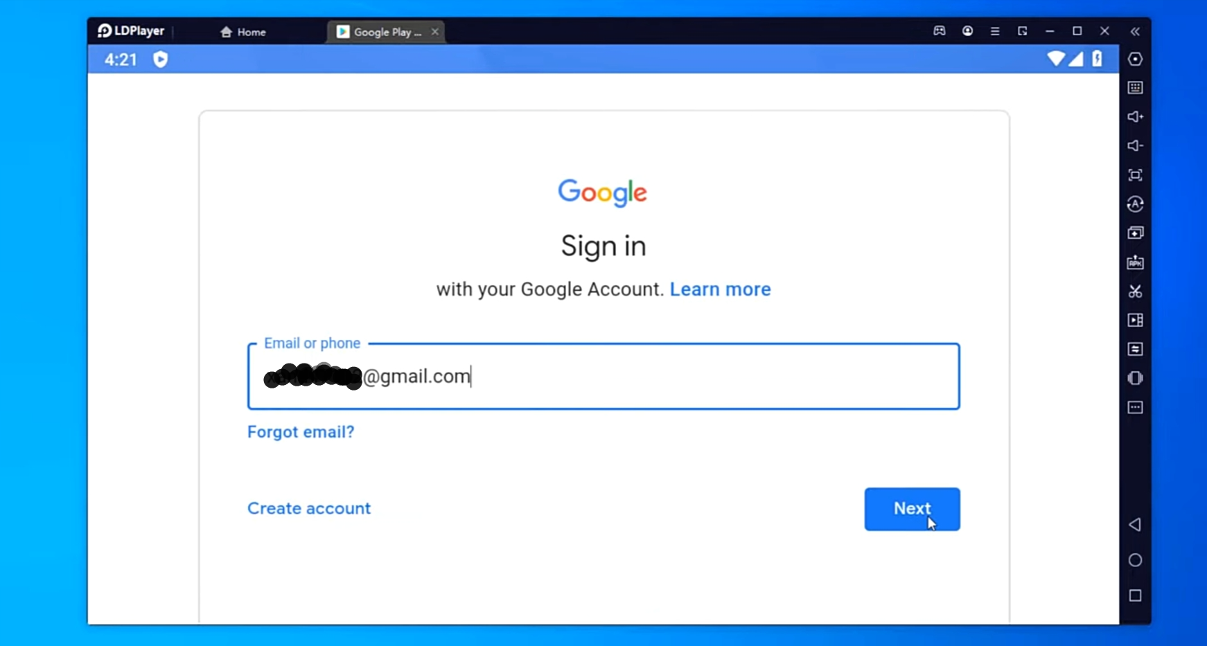 Enter Gmail ID to Sign in